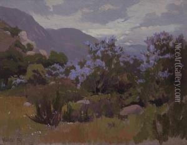 Lupines In The Mist Oil Painting - Elmer Wachtel