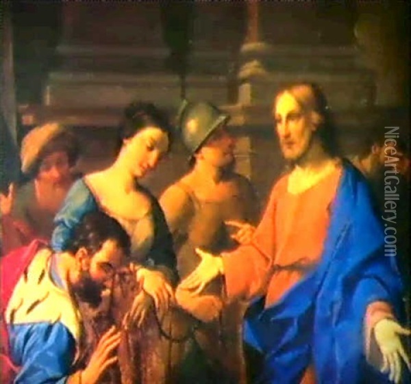 Christus Und Die Ehebrecherin Oil Painting - Antonio Molinari