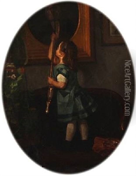 Interior With A Girl Oil Painting - Robert Barnekow