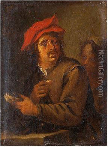 Hombre Con Mendrugo Depan Oil Painting - David The Younger Teniers