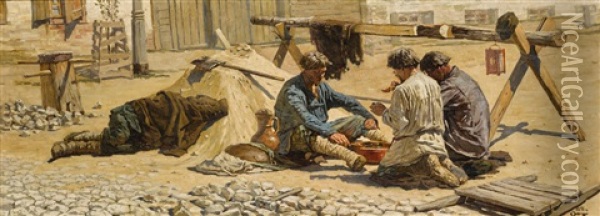 The Stone Workers Oil Painting - Vasily Vasilievich Konovalov