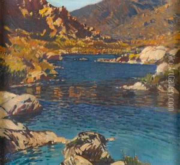 White River, Bainskloof Oil Painting - Robert Gwelo Goodman