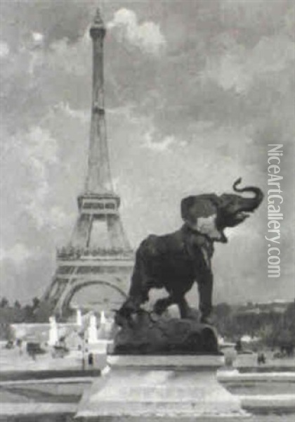 La Tour Eiffel Oil Painting - Jules Ernest Renoux