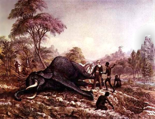 Dead Elephant Oil Painting - Thomas Baines