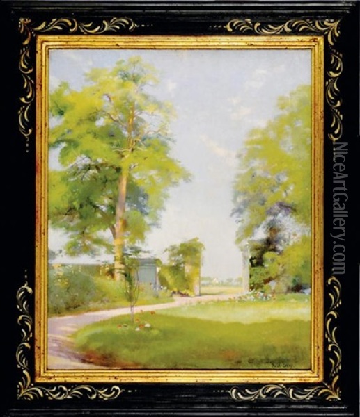Entre De La Grenoullier Le Portail Et Le Parc Pres De Tours Oil Painting - Paul Alexandre Alfred Leroy