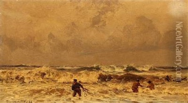 Vragbjergning. Vesterhavet Oil Painting - Christian Ferdinand Andreas Molsted