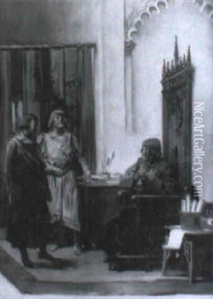 Episodio Historico De La Corte De Los Rr.cc Oil Painting - Jose Garcia y Ramos