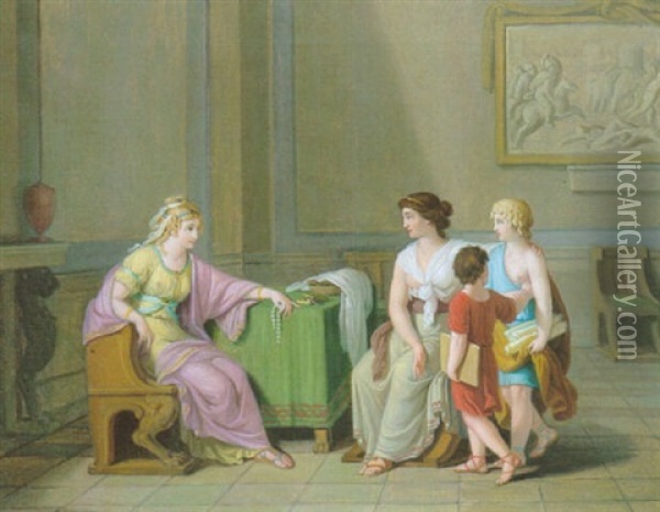 Cornelia, Mutter Der Gracchen Oil Painting - Johann August Nahl the Younger