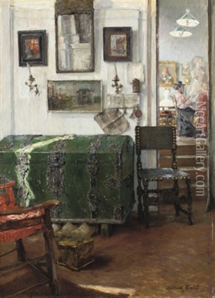Sunlit Interior Oil Painting - Gotthardt Johann Kuehl