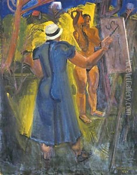 Woman Painter 1934 Oil Painting - Karl Briullov