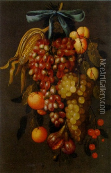 A Swag Of Fruit Oil Painting - Cornelis De Heem