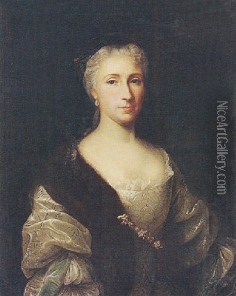 Madame L'envoyere Bondely Nee De Watteville Oil Painting - Johann Rudolf Studer
