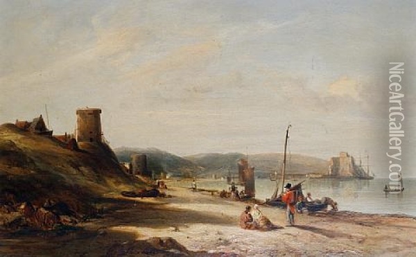 Mount Orgueil Castle From Grouville Bay, Jersey Oil Painting - Alfred Clint