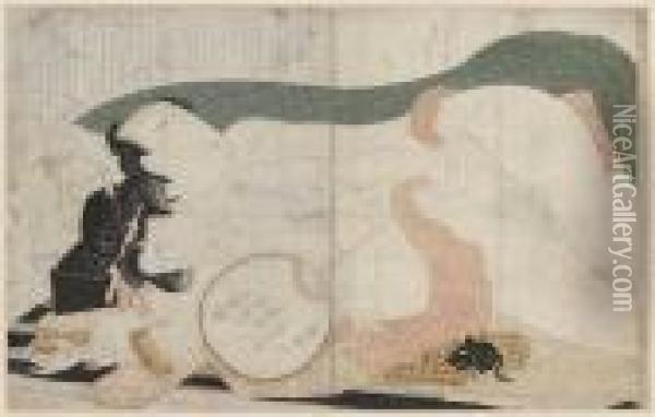 Liebespaar Oil Painting - Katsushika Hokusai