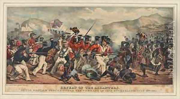 Defeat of Ashantees by the British forces under the command of Colonel Sutherland Oil Painting - Denis Dighton