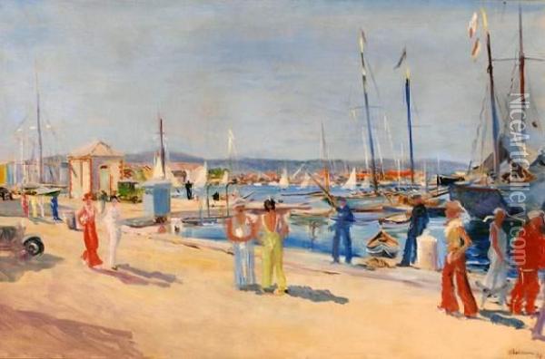 Le Port De St-tropez Oil Painting - Lucien Adrion