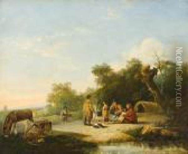 Gypsy Encampment. Oil Painting - Snr William Shayer