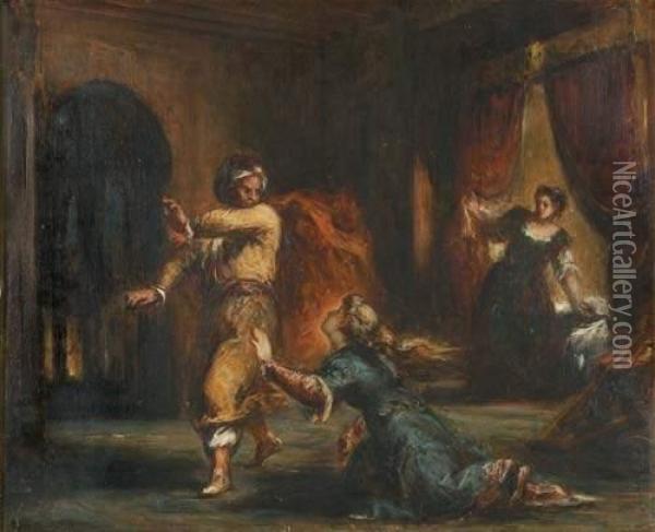Othello Et Desdemone Oil Painting - Henry-Eugene Delacroix