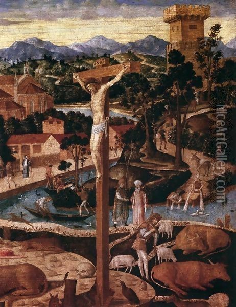 St Jerome in the Desert (detail) Oil Painting - Giovanni Mansueti