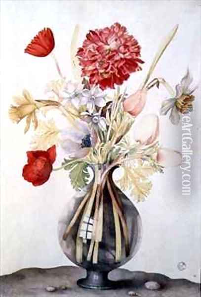 Vase of Flowers with Daffodils Carnations and Anemones Oil Painting - Giovanna Garzoni