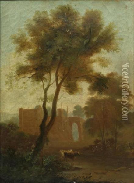 Paysage D'abres Et De Bovins Oil Painting - Dupont Gainsborough