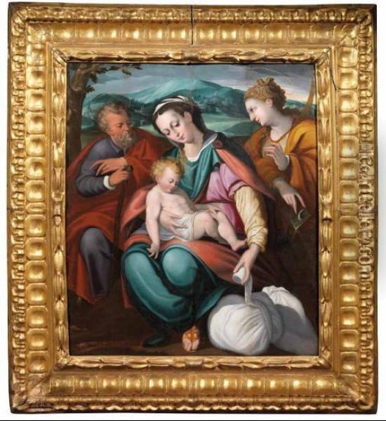 Sacra Famiglia Con Santa Caterina D'alessandra Oil Painting - Orazio Samacchini