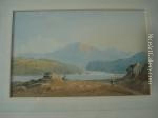 A Mountain Lake In Wales Oil Painting - John Varley