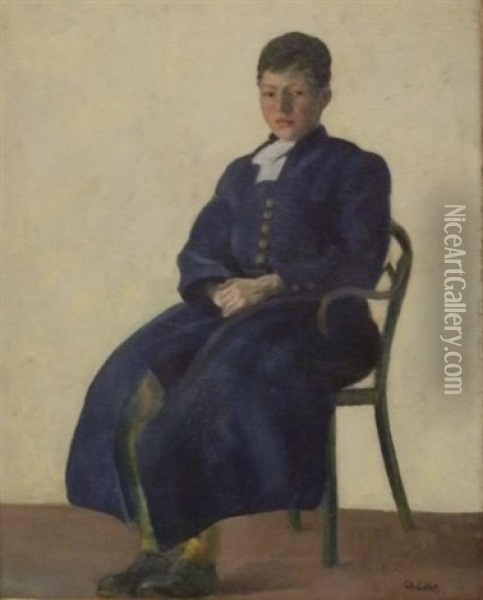 Portrait De Jeune Garcon En Bleu Oil Painting - Charles Cottet