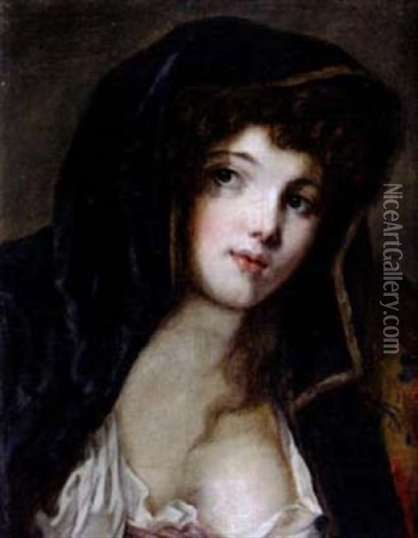 Portrait De Femme Au Capuchon Oil Painting - Jean Baptiste Greuze