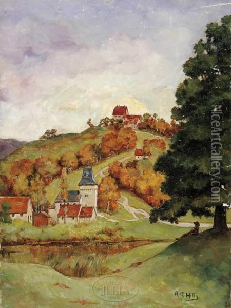 Hilltop Chateau Oil Painting - Anna Althea Hills