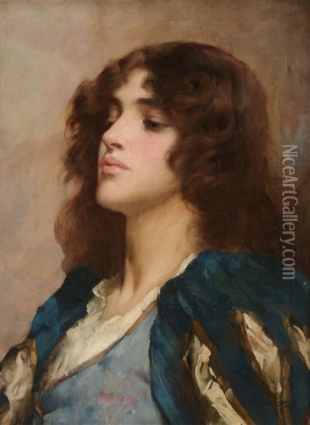 A Sultry Beauty Oil Painting - William A. Breakspeare