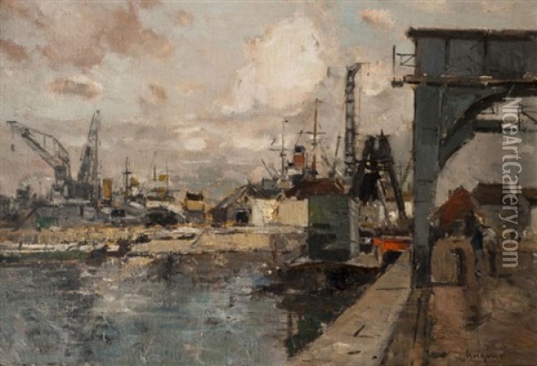 Le Port De Rouen Oil Painting - Ferdinand-Jean Luigini