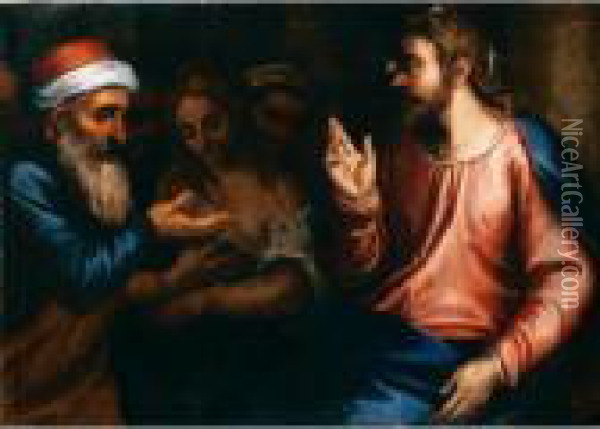 Cristo E L'adultera Oil Painting - Andrea Michieli Vicentino