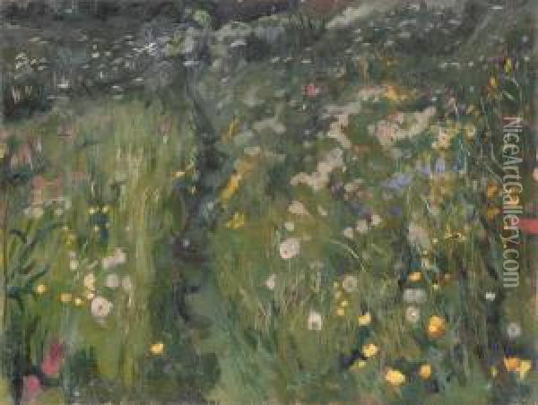 Blumenwiese, 1903. Oil Painting - Oleksa Nowakiwskij