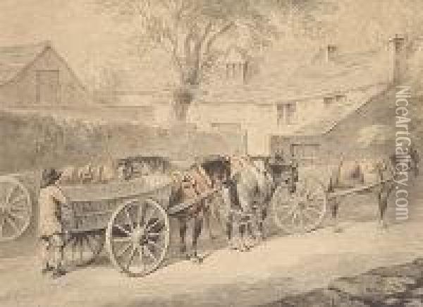 Horses And Carts Oil Painting - Samuel Howitt