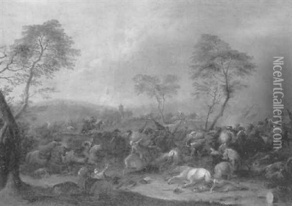 Combat De Cavalerie Entre Turcs Et Chretiens Oil Painting - Karel Breydel