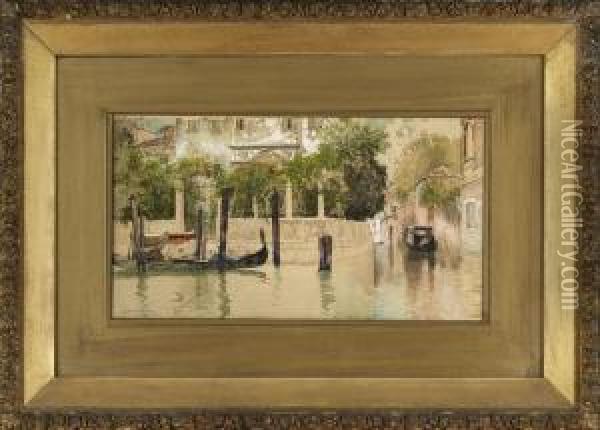 Venetian Canal Scene Oil Painting - Francis Hopkinson Smith