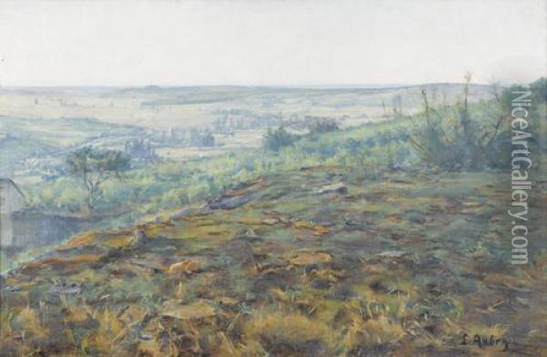 Ebene Provence-landschaft Unter Sonnigem Himmel. Oil Painting - Henry Louis Aubry