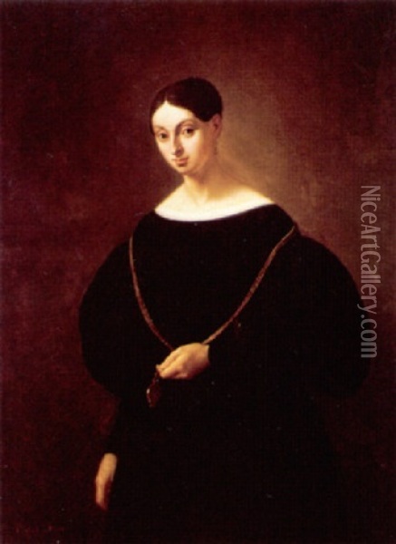 Portrait Of A Lady Oil Painting - Edme Jean Pigal