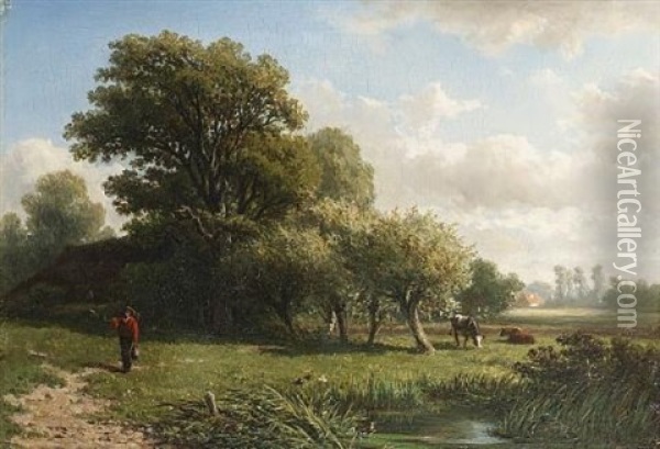 Landscape With A Figure On A Path Oil Painting - Adrianus van Everdingen