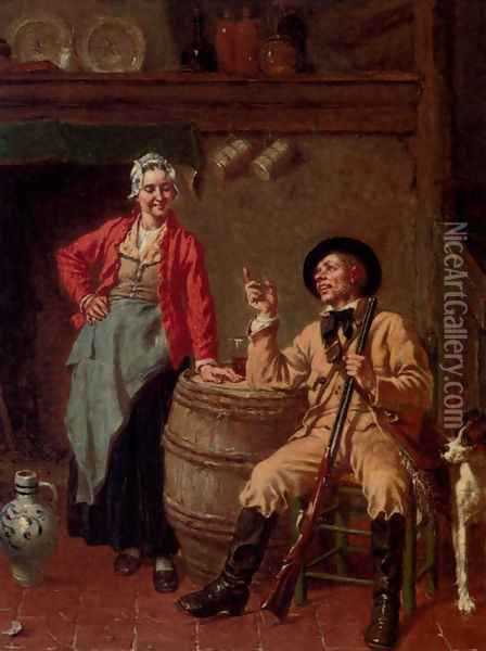 Refreshment After The Shoot Oil Painting - Jan David Col