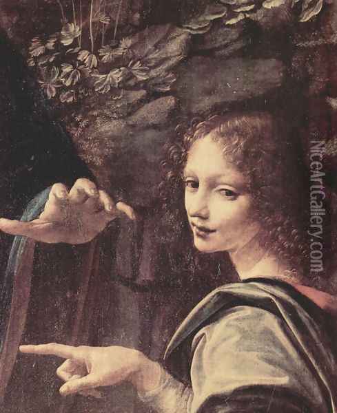 Virgin of the Rocks (detail) 3 Oil Painting - Leonardo Da Vinci