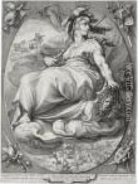 Three Deities: Minerva, Venus And Juno (holl. 139-141; S. 328-330) Oil Painting - Hendrick Goltzius