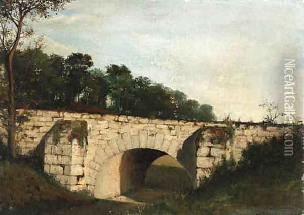 The old bridge Oil Painting - Henri-Joseph Harpignies