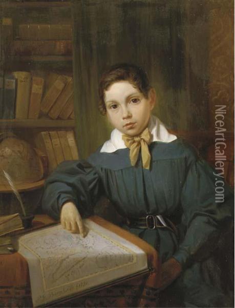 The Young Geographer Oil Painting - Pieter Gerardus Bernhard