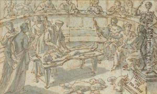 La Lecon D'anatomie, Dissection Humaine Oil Painting - Pier Leone Ghezzi