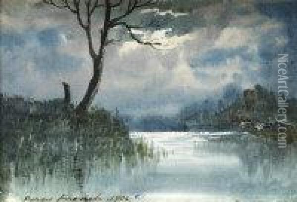 A River By Moonlight Oil Painting - William Percy French