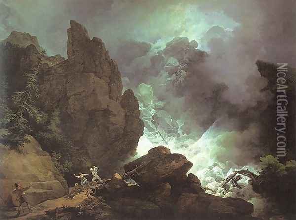 An Avalanche in the Alps 1803 Oil Painting - Philip Jacques de Loutherbourg