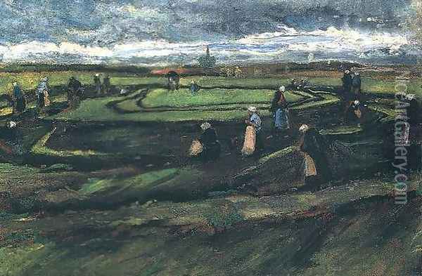 Women Mending Nets In The Dunes Oil Painting - Vincent Van Gogh