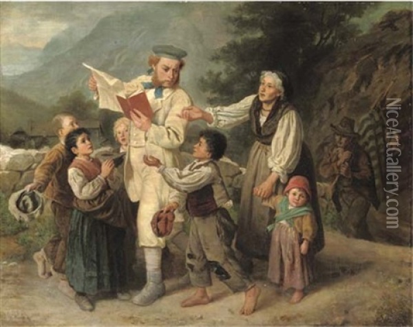 The Curious Traveller Oil Painting - Ludwig Knaus